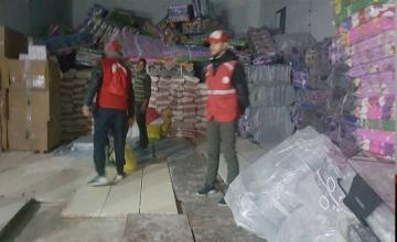 الهلال الأحمر المغربي - المكتب الاقليمي شفشاون - عملية ترتيب المواد الغذائية والأفرشة
